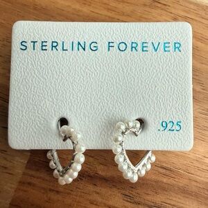 New Sterling Forever Delicate Pearl Heart earrings & Luxe Travel Jewelry Case